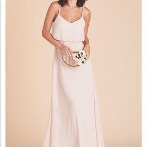 Pale blush pink bridesmaids dress/ long gown